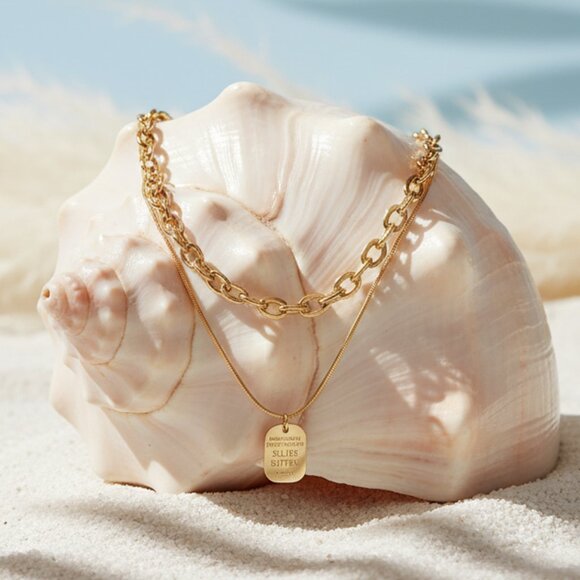 πMinimalist Chic Luxe Layered Necklace Set 18K Gold Plated Stainless Steel - Picture 9 of 13